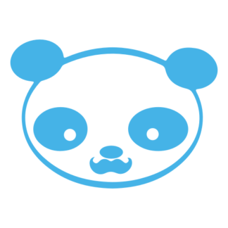 Young Panda Funny Moustache Decal (Baby Blue)